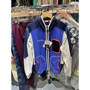 Retro Y2K Napapijri Blue Tech Fleece Topwear Jacket Men's Size Large NWT